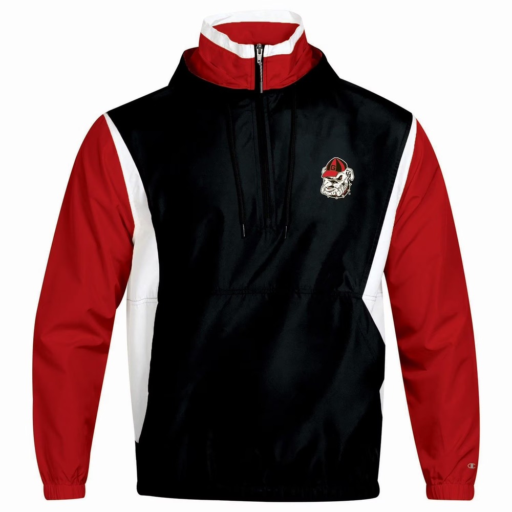 NWT Champion Mens NCAA Georgia Bulldogs Windbreaker Jacket Red Black XL